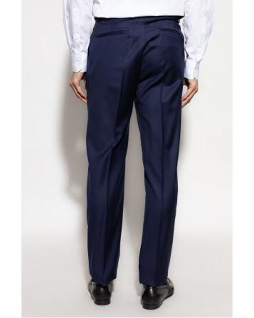 Versace Blue Pleated Tailored Trousers for men