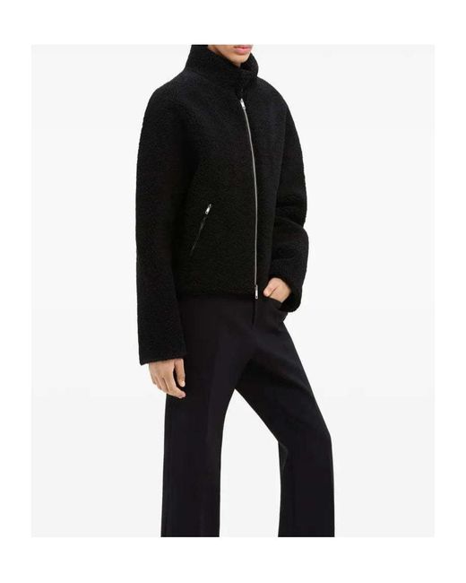 Courreges Black Courrèges Logo-Patch Fleece Bomber Jacket for men