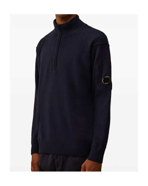 C P Company Black Half-Zip Jumper for men