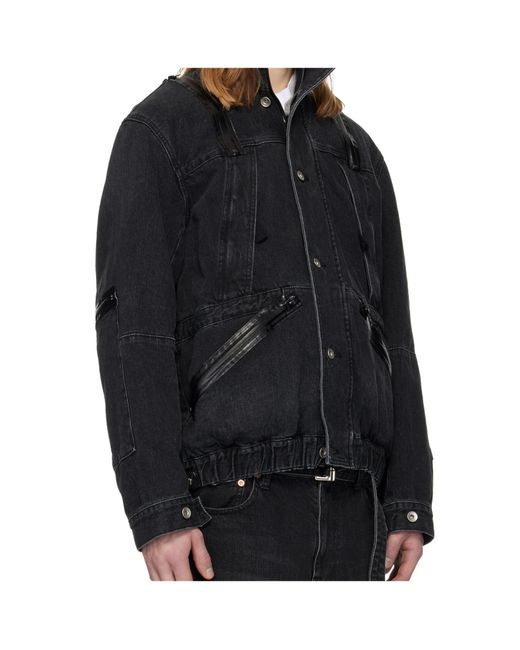 Sacai Black Distressed Wash Denim Jacket for men