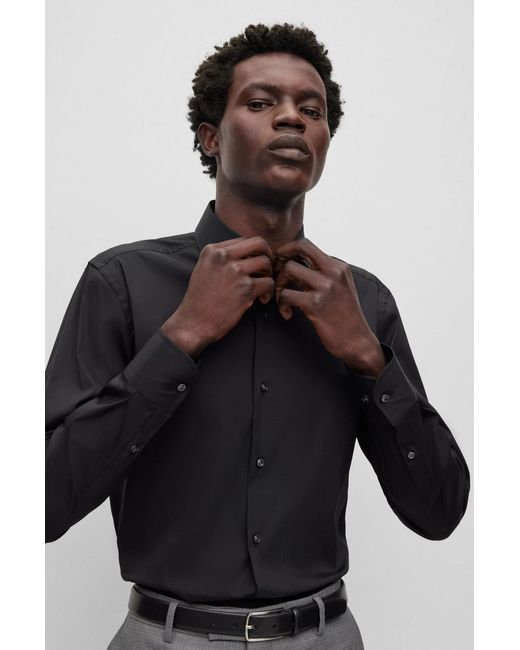 Boss Blue Spread-Collar Button -Up Shirt for men