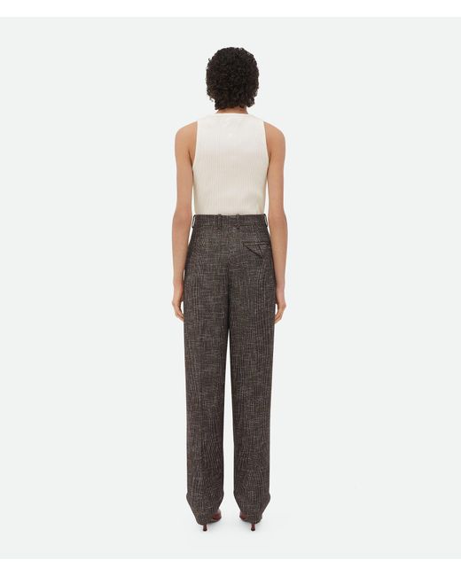 Bottega Veneta Gray Wool And Cotton Pied De Poule Trousers