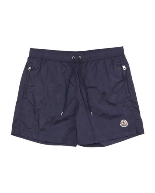 Moncler Blue Logo Patch Drawstring Swim Shorts for men