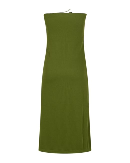 Christopher Esber Green Ribbed Gathered-Effect Skirt