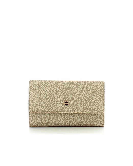 Borbonese Natural Textured Compact Wallet