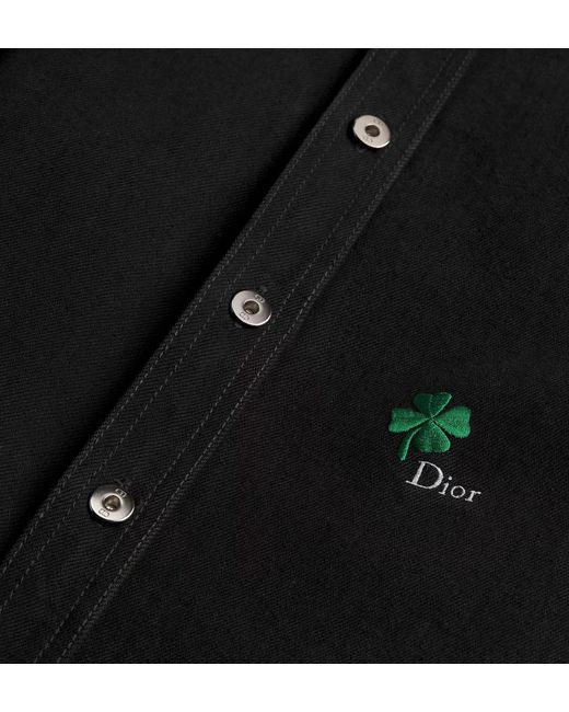 Dior Black Overshirt With Clover Embroidery for men
