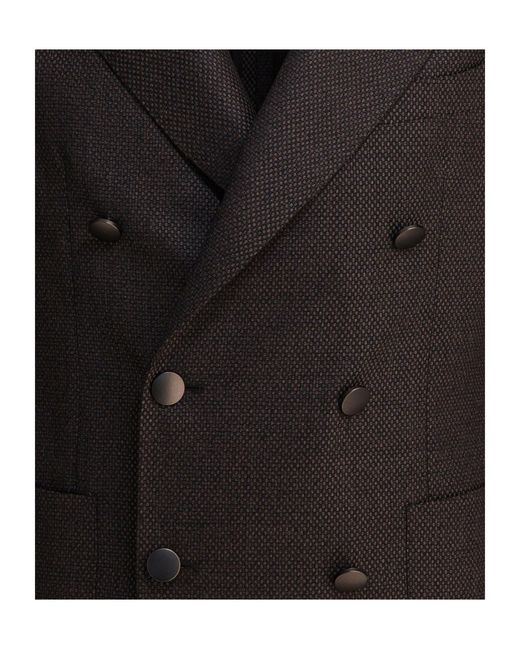 Tagliatore Black Double-Breasted Tailored Blazer for men