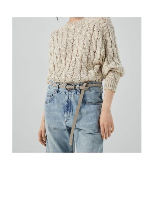 Brunello Cucinelli White Monili-Embellished Leather Belt