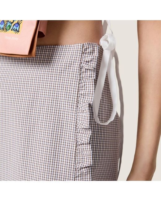 Miu Miu Gray Ruched Check Skirt