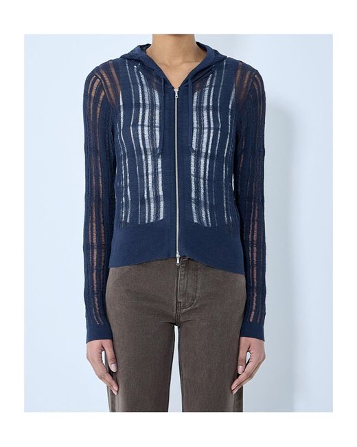 Our Legacy Blue Compact Hooded Knit Cardigan