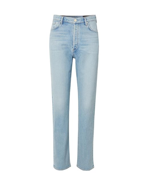 Goldsign Blue High-Waist Straight-Leg Jeans