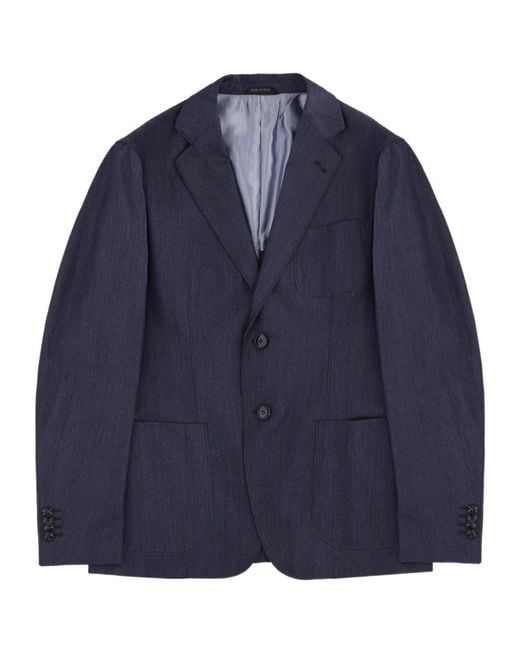 Giorgio Armani Blue Single-Breasted Long-Sleeved Jacket for men