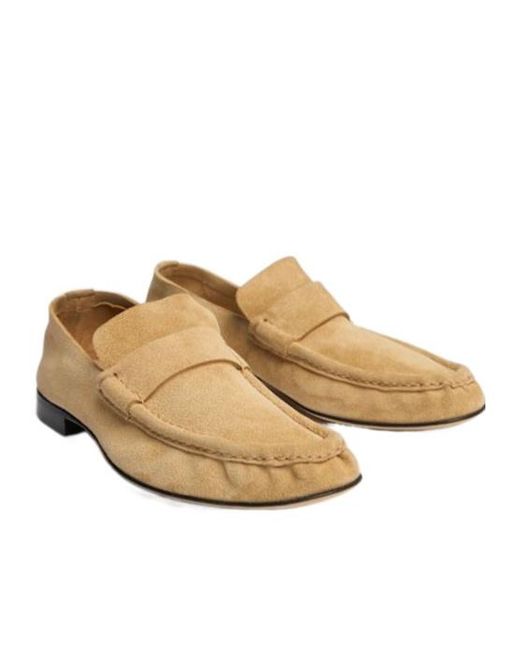 The Row Natural Soft Suede Loafers
