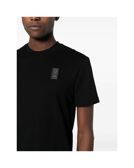 Ferragamo Black Ferragamo Logo Patch Crewneck T-Shirt for men