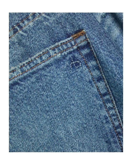 Rag & Bone Blue Denim-Print Flared-Leg Trousers