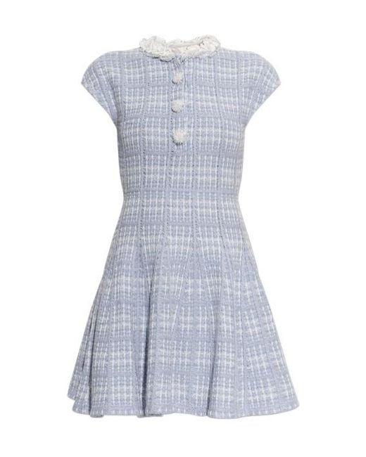 Self-Portrait Blue Round-Neck Dress