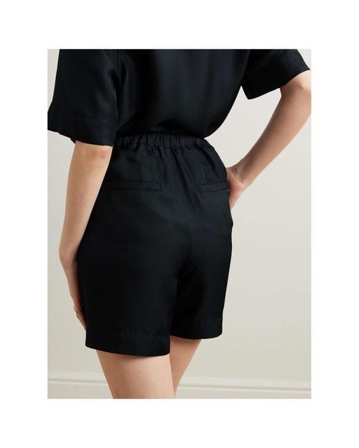 Loulou de Saison Black Poseidon Silk-Twill Shorts