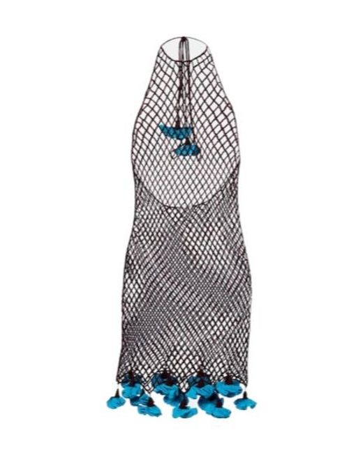 Alaïa Gray Floral Appliqué Cut-Out Knit Dress