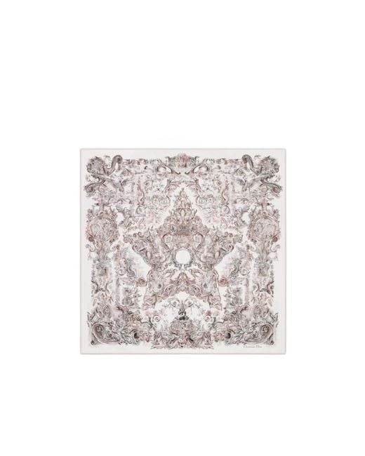 Dior White Stella Baroque 90 Square Scarf