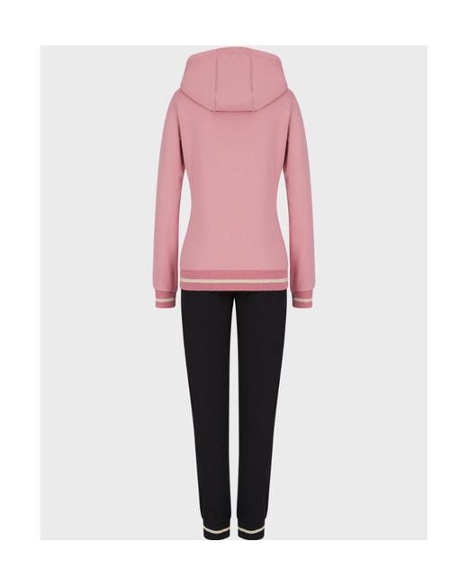 EA7 Pink Hooded Zippered Sweatshirt And Sweatpants Set