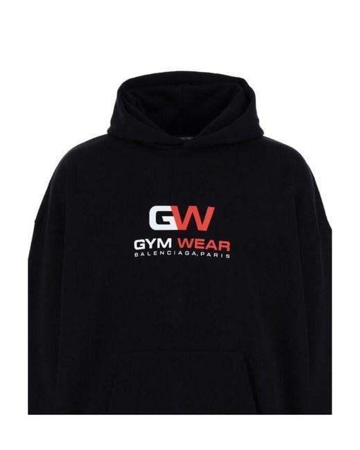 Balenciaga Black Gym Wear Print Hoodie for men