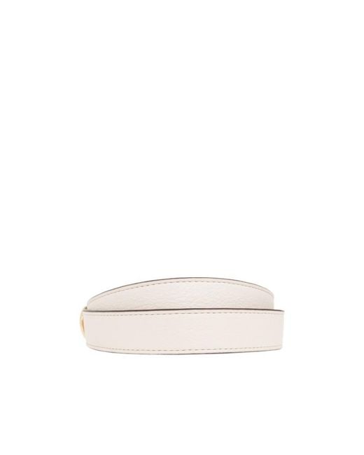 Tory Burch White Reversible Logo-Buckle Leather Belt