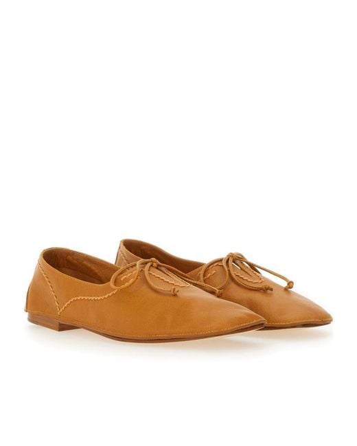Hereu Brown Artisan Bow Detail Flat Shoes