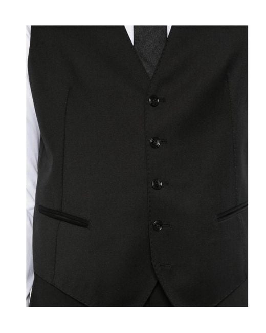 Tagliatore Black Vest With Patch Pockets for men