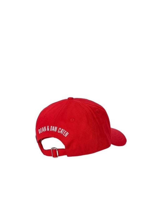 DSquared² Red Logo-Patch Cotton Cap for men