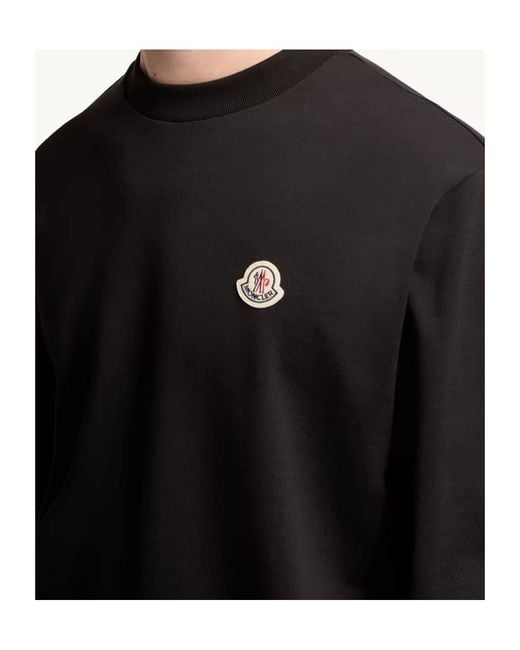 Moncler Black Logo Patch Crewneck Sweatshirt for men
