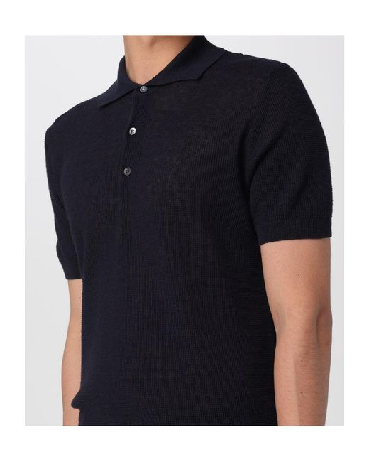 Barena Black Button Knitted Polo Shirt for men