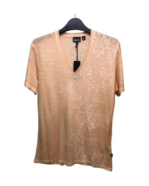 Just Cavalli Natural V-Neck Short-Sleeved T-Shirt for men