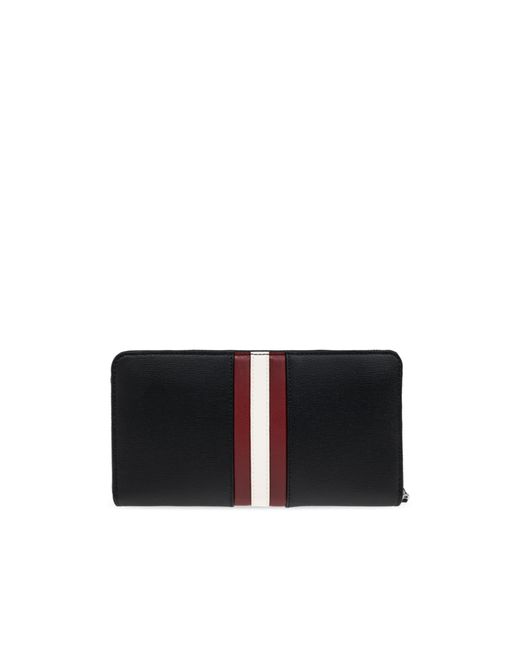 Bally Black Logo-Stamp Zip-Around Wallet for men