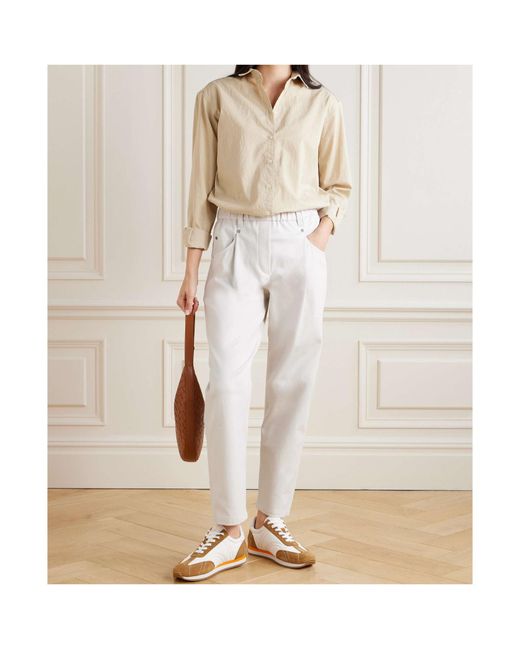 Brunello Cucinelli White Elasticated Waistband Cropped Pants