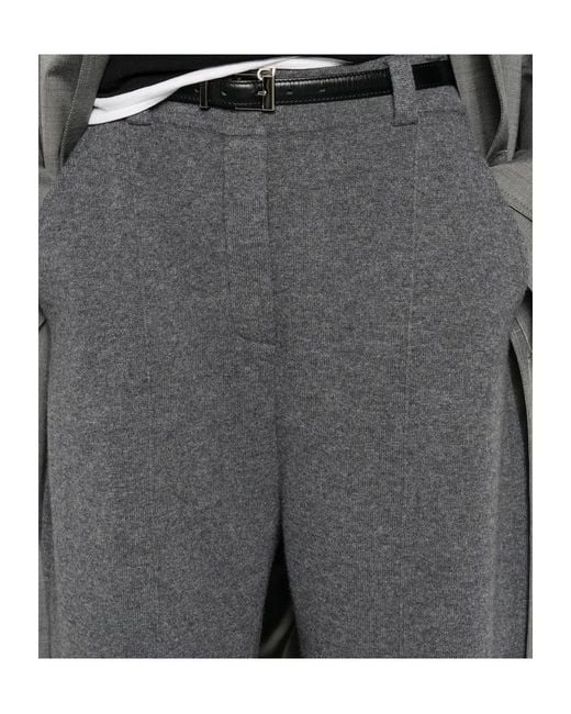 Lisa Yang Gray Wrenda Belt-Loop Knitted Trousers