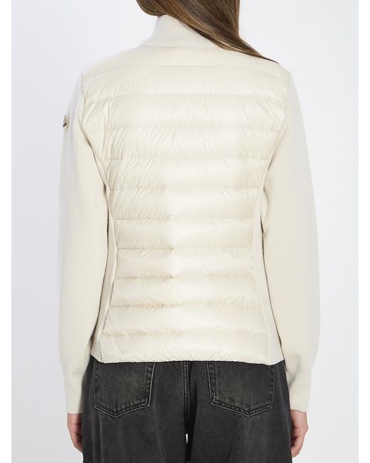 Moncler White Padded Wool Zip-Up Cardigan