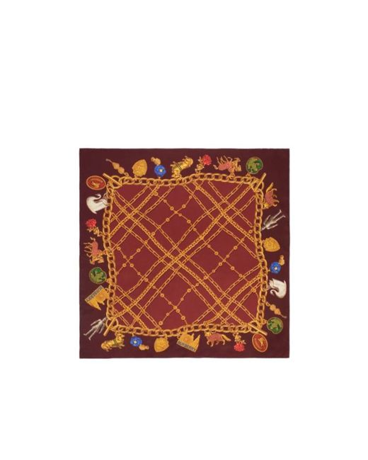 Burberry Red Check Charm Silk Scarf