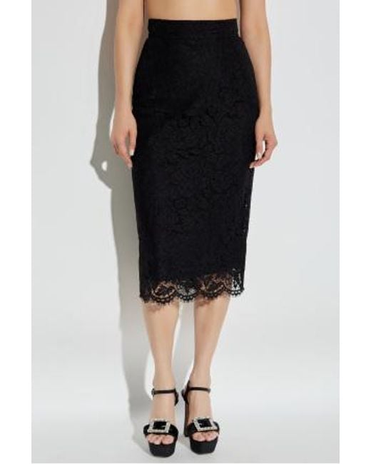 Dolce & Gabbana Black High Waist Lace Skirt