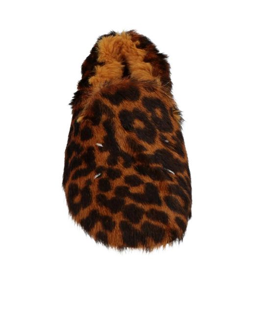 Maison Margiela Brown Leopard Print Round Toe Flat Shoes
