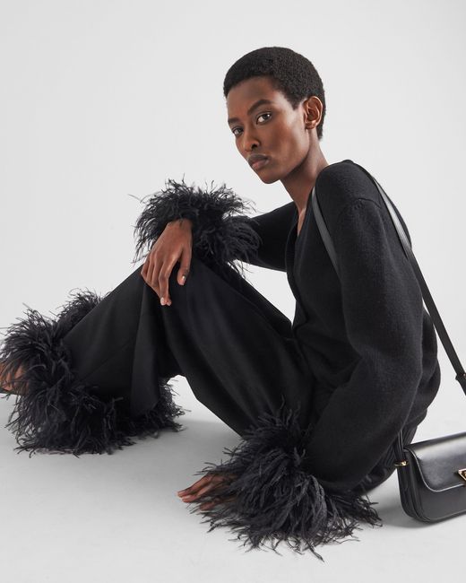 Prada Black Pleated Tailored Trousers