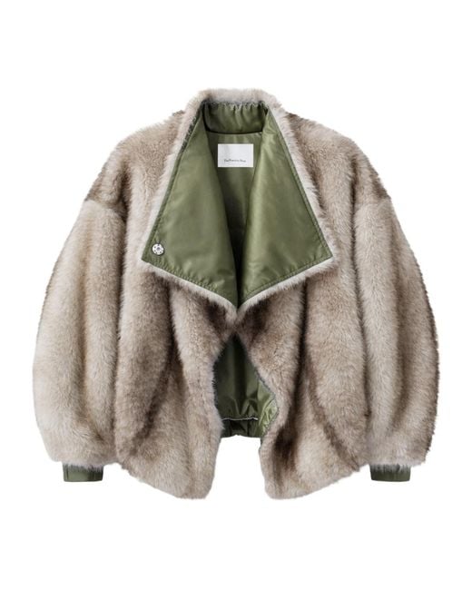 Frankie Shop Green Long Sleeved Reversible Coat