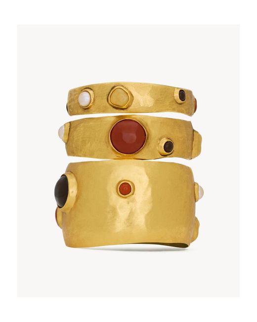 Saint Laurent Metallic Cassandre Cabochon Bangles