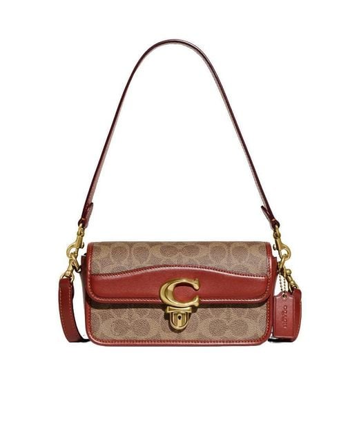 COACH Brown Studio Monogram Print Shoulder Bag