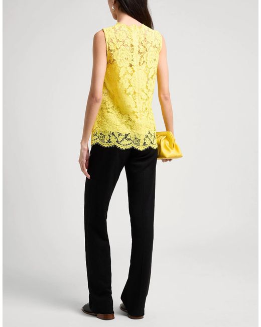 Dolce & Gabbana Yellow Solid Sleeveless Lace Top