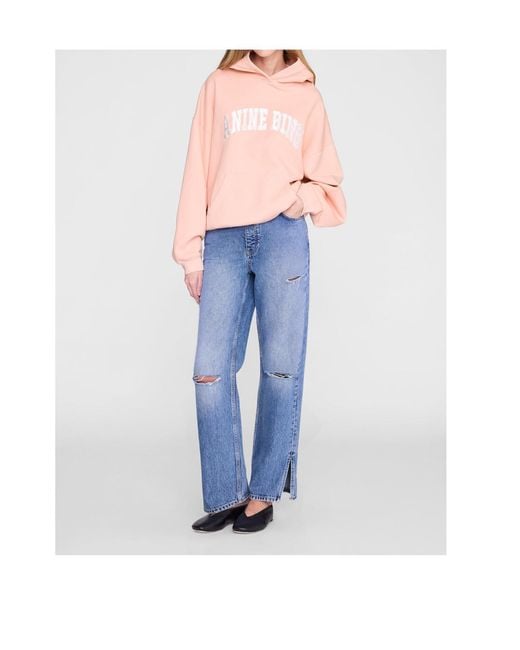 Anine Bing Pink Logo-Embroidered Hoodie