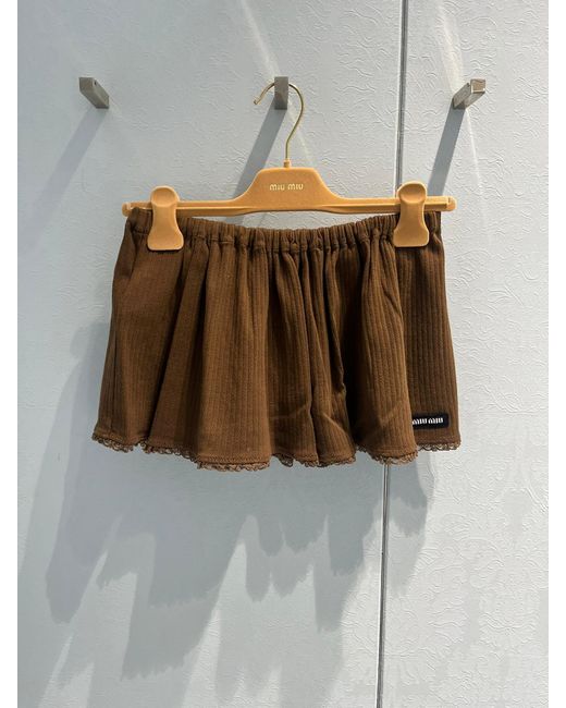Miu Miu Brown Garment-Dyed Mini Skirt