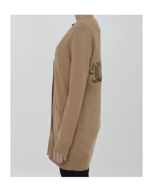 Max Mara Natural Villar V-Neck Long-Sleeved Cardigan