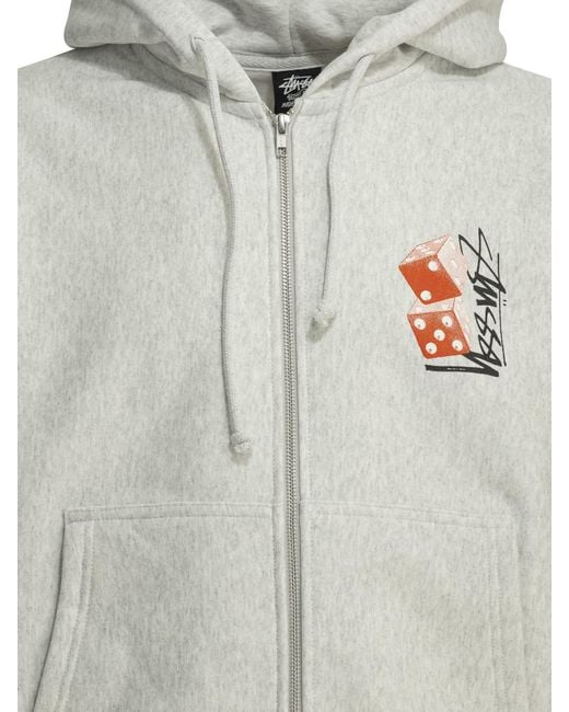 Stussy Gray Stüssy Dice Print Zip Hoodie for men