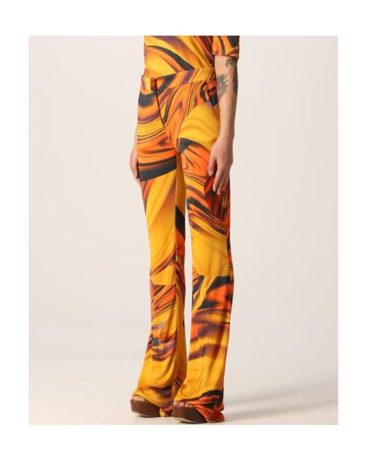 The Attico Orange Abstract-Print Flared Trousers