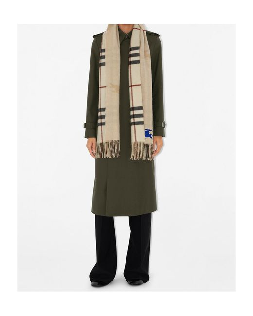 Burberry Natural Reversible Checked Fringed Scarf for men